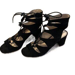 Nine West Black Lace-Up Heels with Cuban Heel